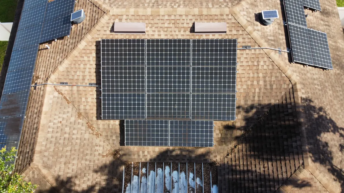 Before solar panel cleaning in Central Florida